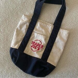 Trader Joe's Mini Navy Blue Canvas Tote Bag